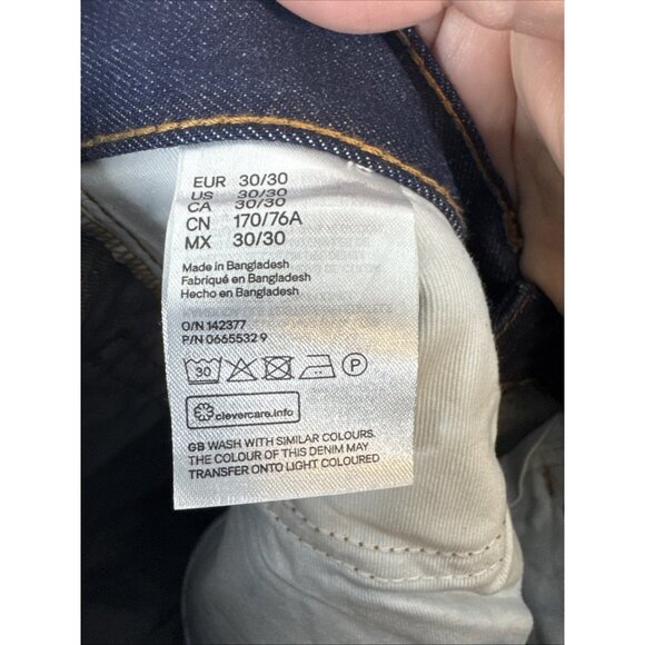 H&M Edition Selvedge Jeans 30x30 Slim Fit Raw Denim Dark Wash Mens - Picture 7 of 8